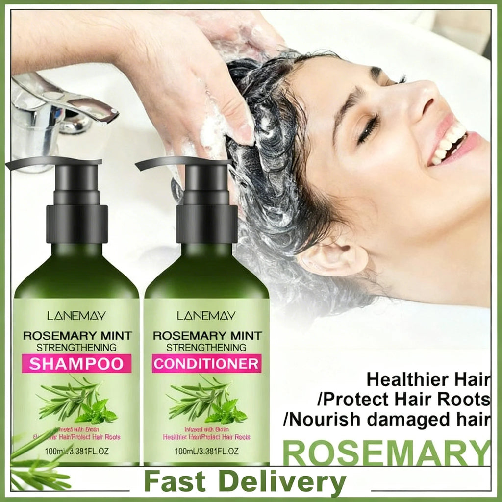 2/4PCS Rosemary Mint Strengthening Shampoo and Conditioner Set, Moisturizing with Rosemary Extract for Healthier, Stronger Hair Oasis Select