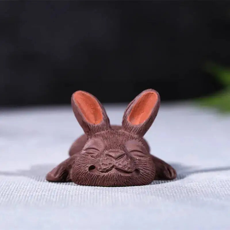 Purple Sand Tea Pet Rabbit Grooming Zodiac Cute Rabbit Pen Holder Sculpture Ornaments Tea Play Oasis Select