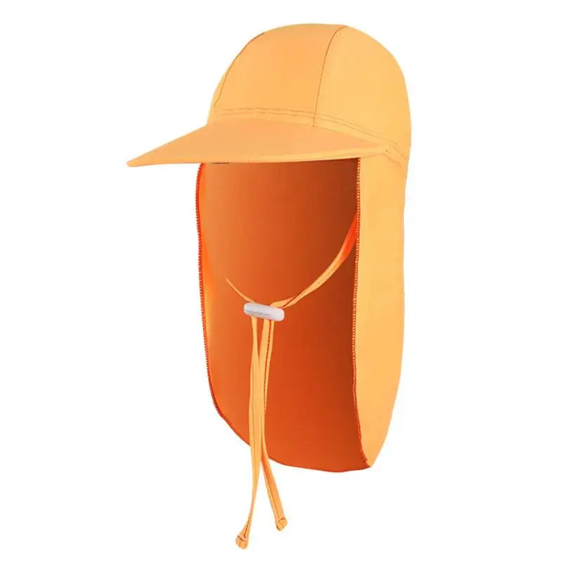 Multicolor Kids Anti-UV Sunscreen Hat Nylon Breathable Large Brimmed Hat Swimming Outdoor Ice Silk Hats Unisex Oasis Select Orange