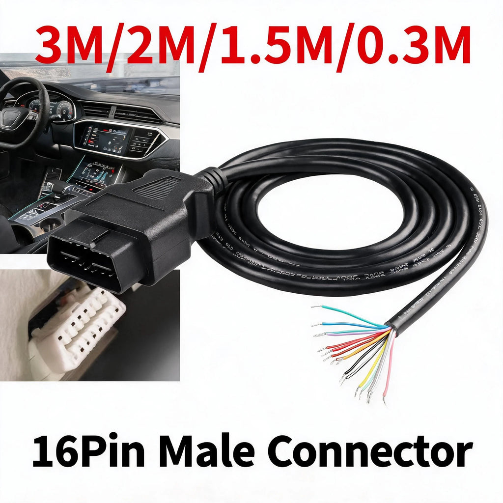 3/2/1.5/0.3 Meters OBD2 OBD II Car Extension Cable Connectors 16PIN Male To Female Connector For Auto ELM327 Connector Interface Oasis Select