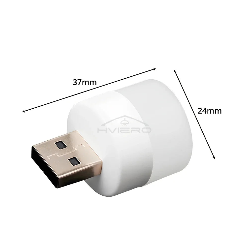 HVIERO USB LED Night Light – Warm & White Glow, Plug & Play