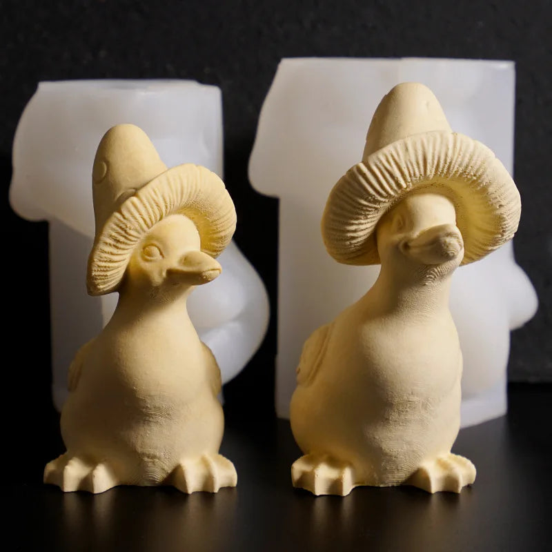 Mould Garden Decorative Plaster Ornament Mold Cartoon Mushroom Hat Duck Candle Irregular Display Stand Silicone Molds Hot Sale Oasis Select