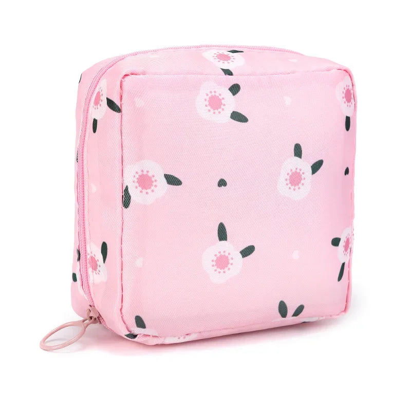 Women Sanitary Napkin Tampon Storage Bag Portable Waterproof Organizer Pouch Cartoon Pattern Sanitary Napkin Bag Oasis Select Flower