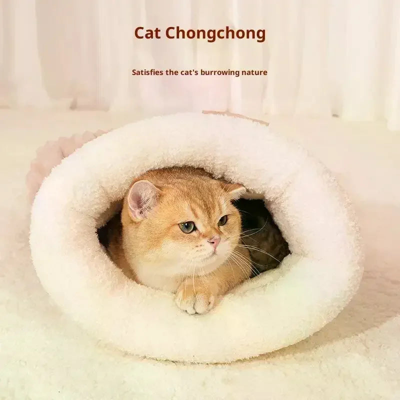 Enclosed Cat Cave Bed – Warm Thickened Sleeping Bag for Cats