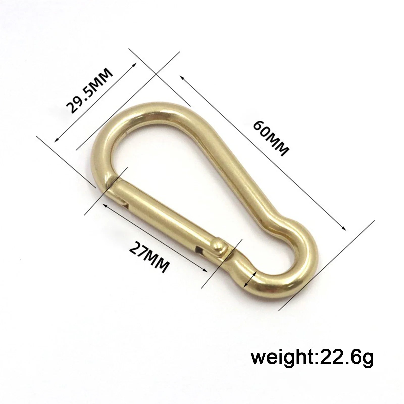 Solid Brass 60mm D-Ring Spring Snap Carabiner Keychain Clip