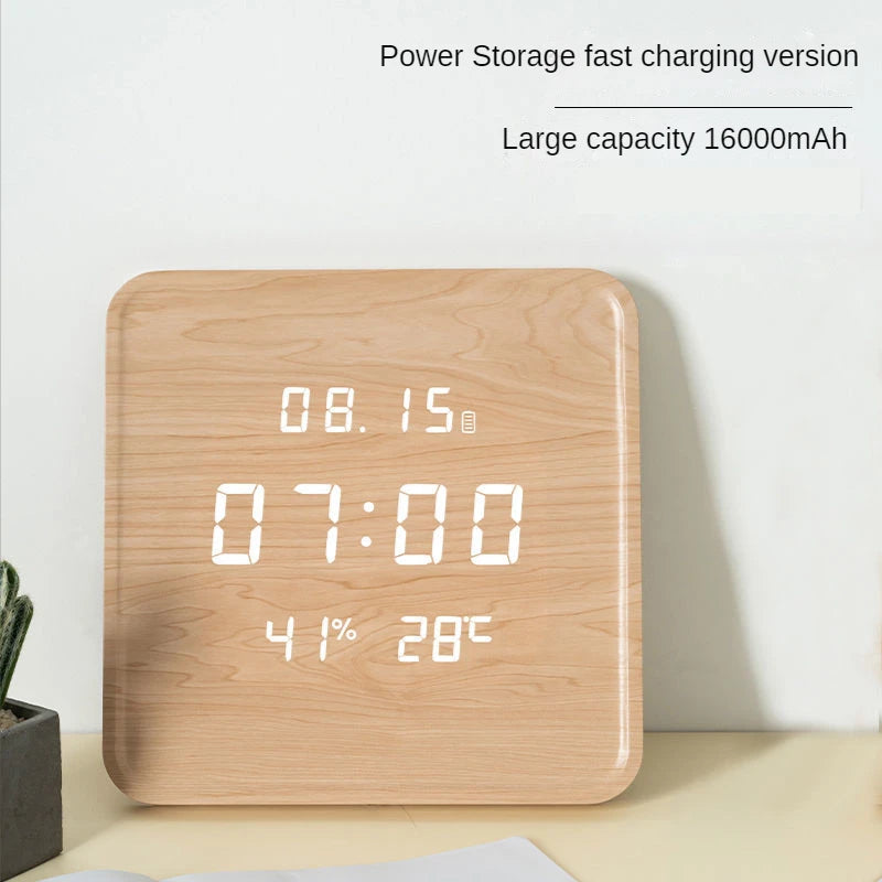 Living room household fashion creative hole free hanging wall electronic light luxury Nordic simple modern wooden wall clock Oasis Select 11 295 x 295 x 25mm