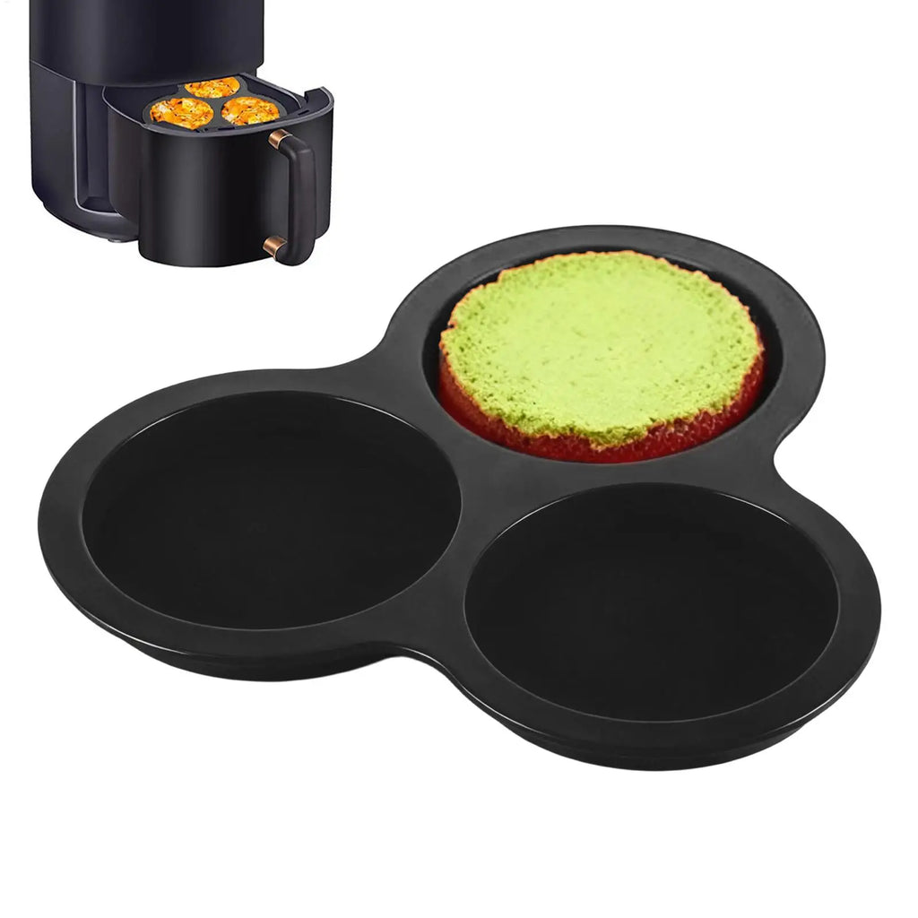 3-Cavity Round Egg Tray Silicone Molds for Air Fryer Air Fryer Muffin Pan Reusable Silicone Egg Mold Air Fryer Egg Pan Cooking Oasis Select