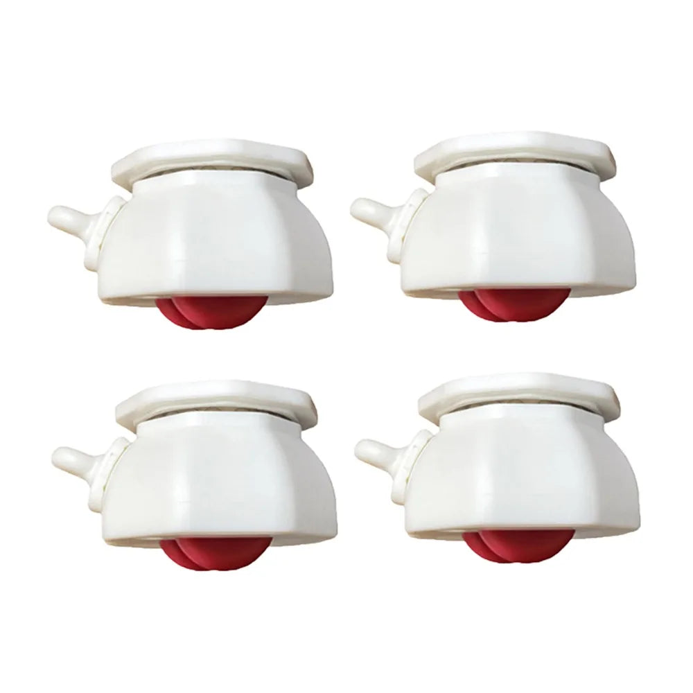 4PCS Furniture Casters Wheels with Brake Mute Wear-resistant Universal Wheel Stablize Self Adhesive Pulley Base Oasis Select White-Red Wheel