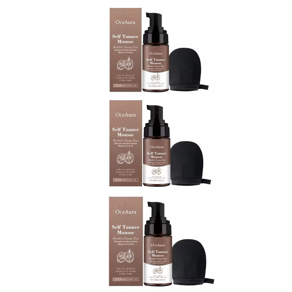 Sunless Self Tanning Mousse Lasting Natural Tanning Effect Use Evenly Nourish Skin For All Skin Types Buildable Self Tanner Foam Oasis Select 100ml x3 boxed