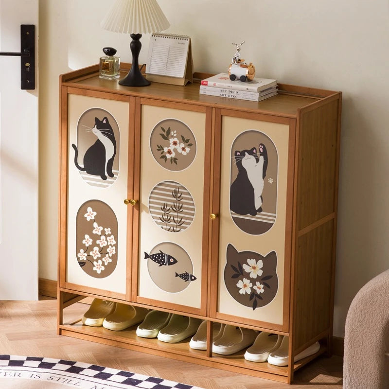 Shoe cabinet household entrance home storage cabinet integrated against the wall entrance shoe rack multi-layer simple storage Oasis Select