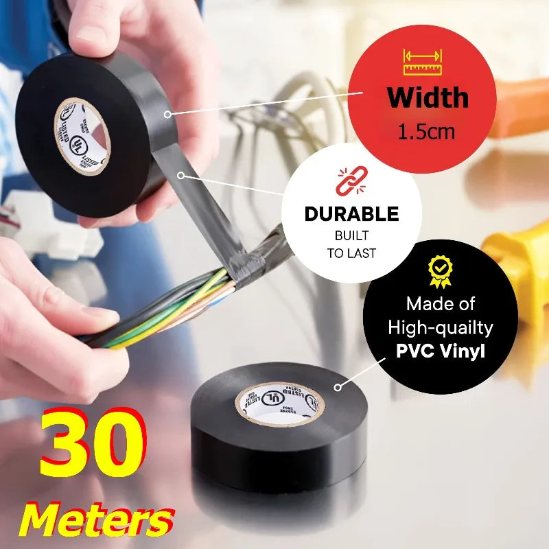 Electrical Insulating PVC Tapes Temperature Resistant Heat Black Insulating Tape Self Adhesive Electric Wire Protection Tapes Oasis Select