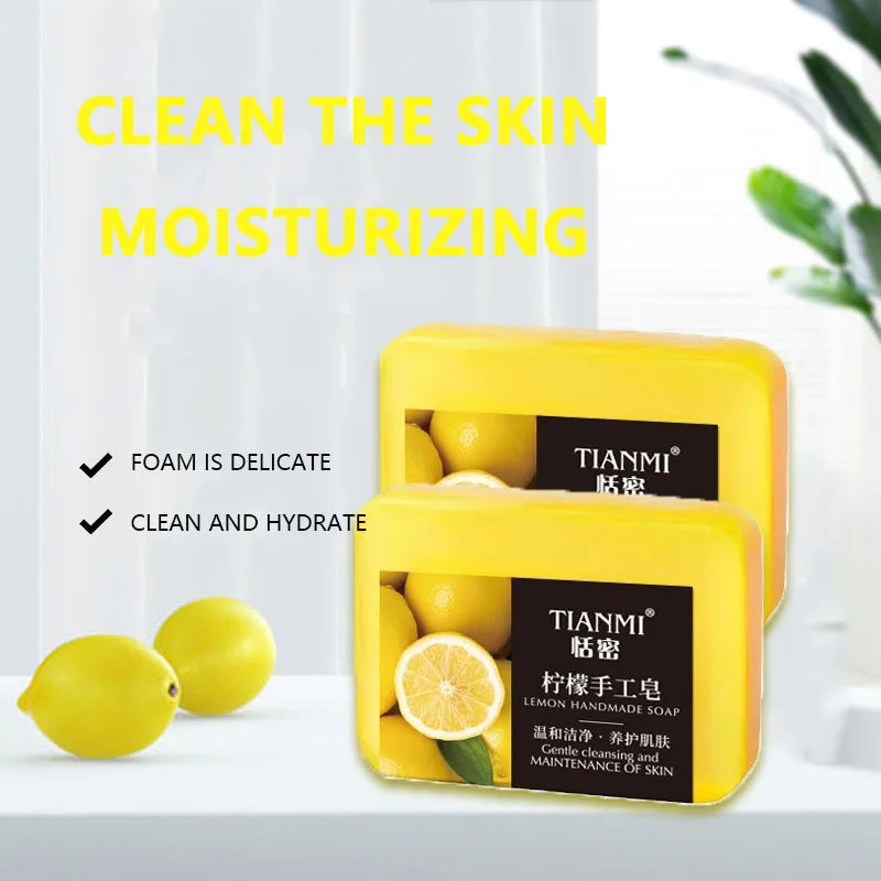 2PCS lemon handmade soap, moisturizing and cleaning, suitable for all skin types, can be used by both men and women, Oasis Select