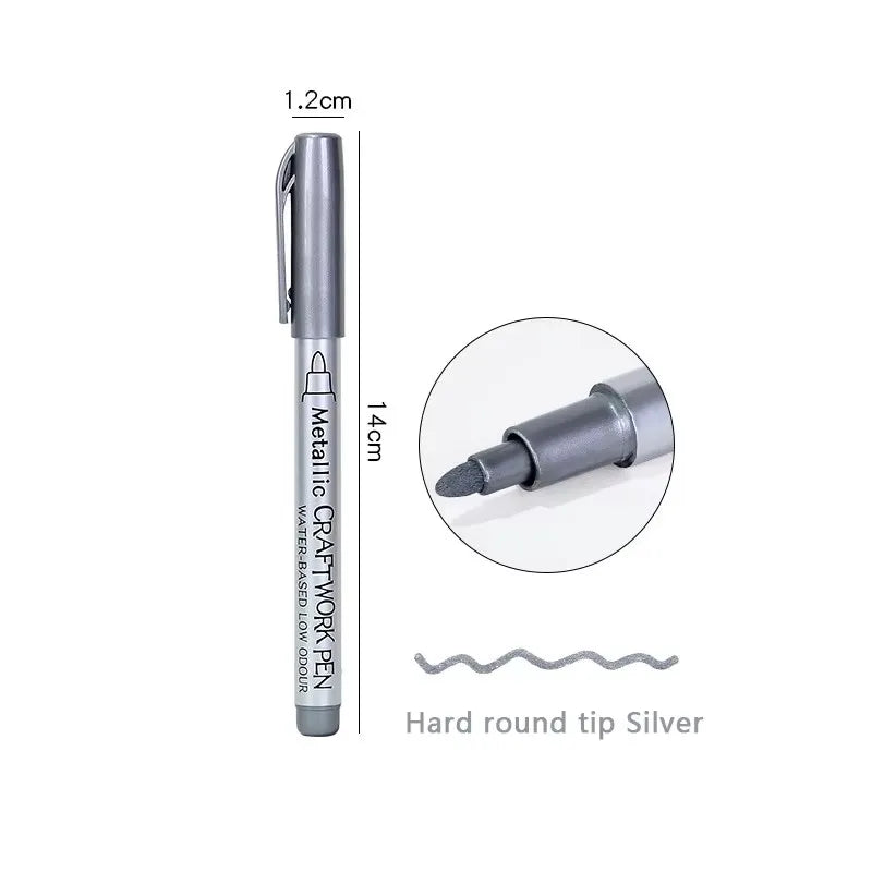 1/2/3pcs Soft Brush Metallic Marker Pens Gold Silver Permanent Art Markers For Glass Ceramics Resin Crafts Scrapbooking Painting Oasis Select 1pcs Hard nib Silver