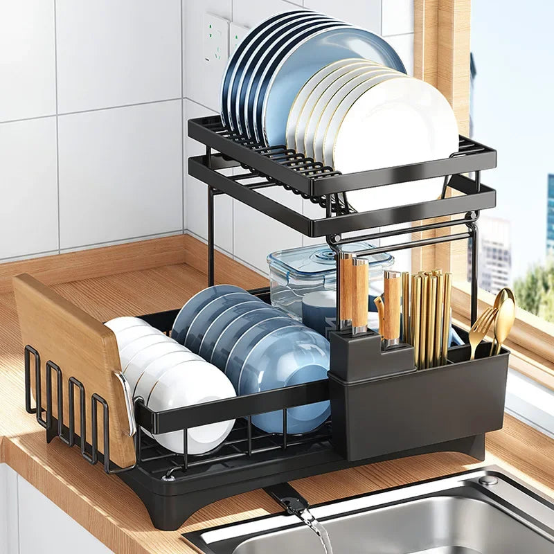 Kitchen Bowl Rack Drain Rack Tableware Plate Storage Shelf Household Multifunctional Countertop Cupboard Oasis Select