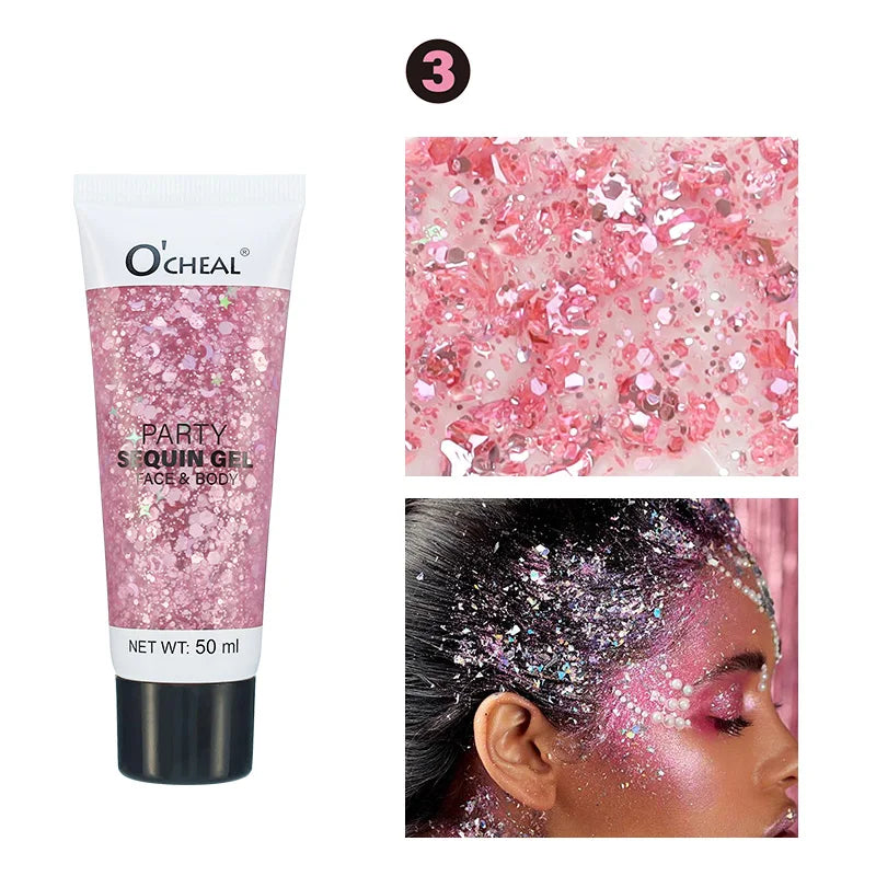Party Sequin Glitter Gel – Waterproof & Sweat-Proof Body Glitter Body Glitter Gel Oasis Select 3