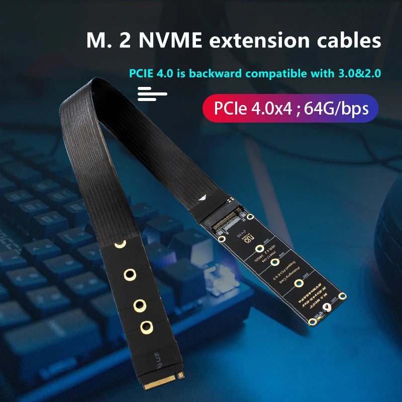 Dual Protocol PCIE4.0 M.2 M Key NVME Extension Cable Riser Card SSD Adapter For 2230 2242 2260 2280 M.2 PCI-e / M2 NGFF SATA SSD Oasis Select
