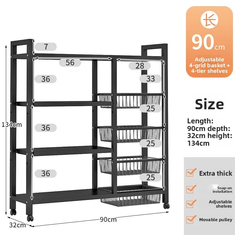 Kitchen storage rack Floor-to-ceiling multi-layer household fruit and vegetable basket storage rack Multifunctional storage rack Oasis Select 90 32 134