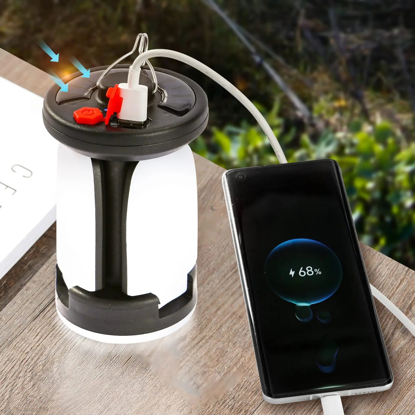 Solar LED Lantern Rechargeable Emergency Flashlight Portable Power Bank Foldable 6 Modes Tent Light for Outdoor Camping Fishing Oasis Select