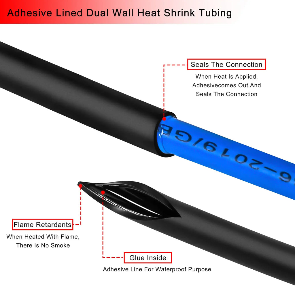 Thermoretractile Heat Shrink Tube with Glue Dual Wall 4/6/8/12/16/20mm Heat Shrinkable Tubing for Electrical Insulation Oasis Select