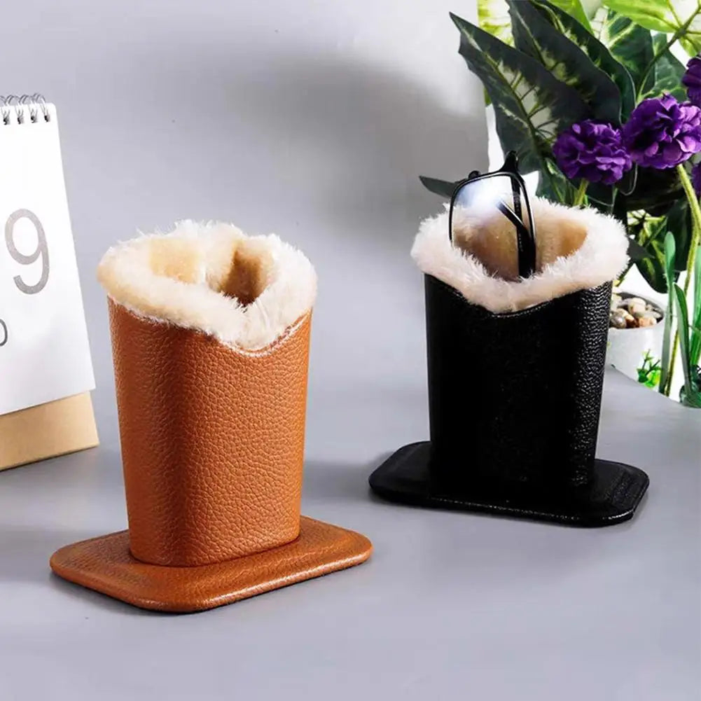 Pack of 1 Plush Lined Glasses Holder Stand Protective Glasses Case for Desks or Nightstands eyeglass case glasses pouch Oasis Select