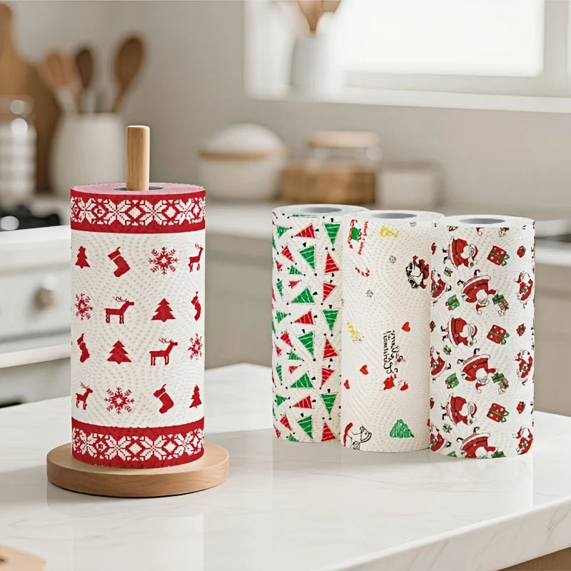 Christmas Kitchen Paper, Disposable Kitchen Cleaning Dual - Christmas Home Cleaning Tools, Christmas Decorative Paper Towels Oasis Select