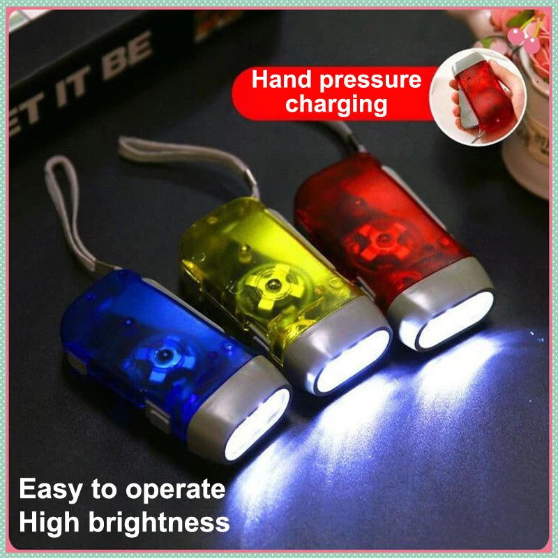 Hand Crank Dynamo LED Flashlight – Battery-Free Mini Torch