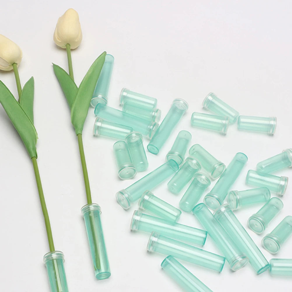 100/200Pcs Plastic Flower Water Tubes With Lids For DIY Bouquet Centerpieces Wedding Event Florist Tools Home Decor Items Oasis Select