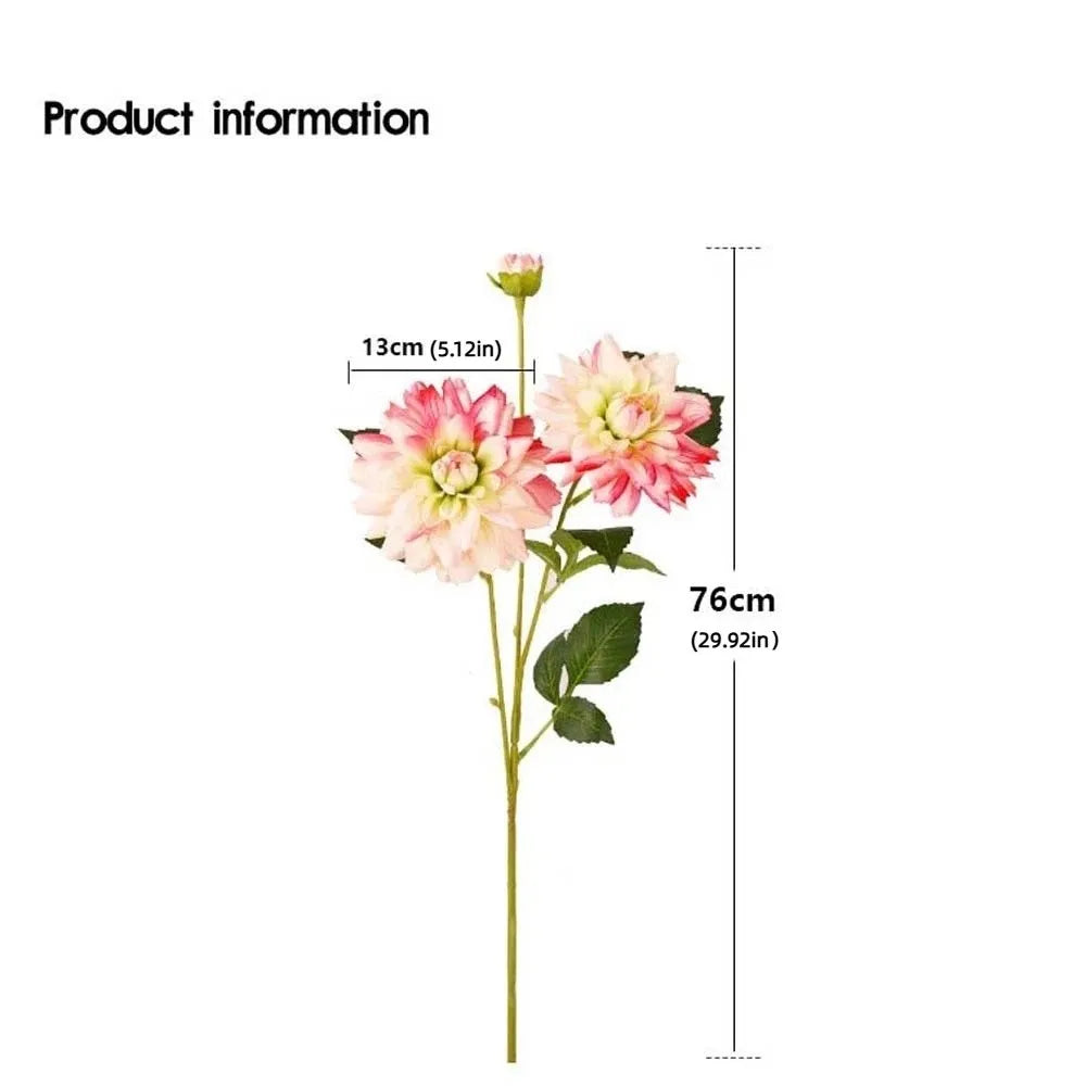 Realistic Artificial Dahlia Flower Branch 76cm | Faux Vase Decor
