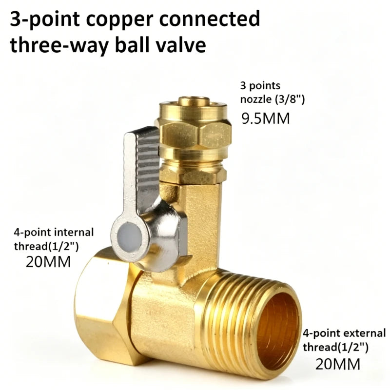 Brass Ball Valve 1/2 Inch To 3/8 Inch Gardening Water Ball Valve Faucet Connector Water Purifier Adapter Hardware Accessories Oasis Select Ball valve