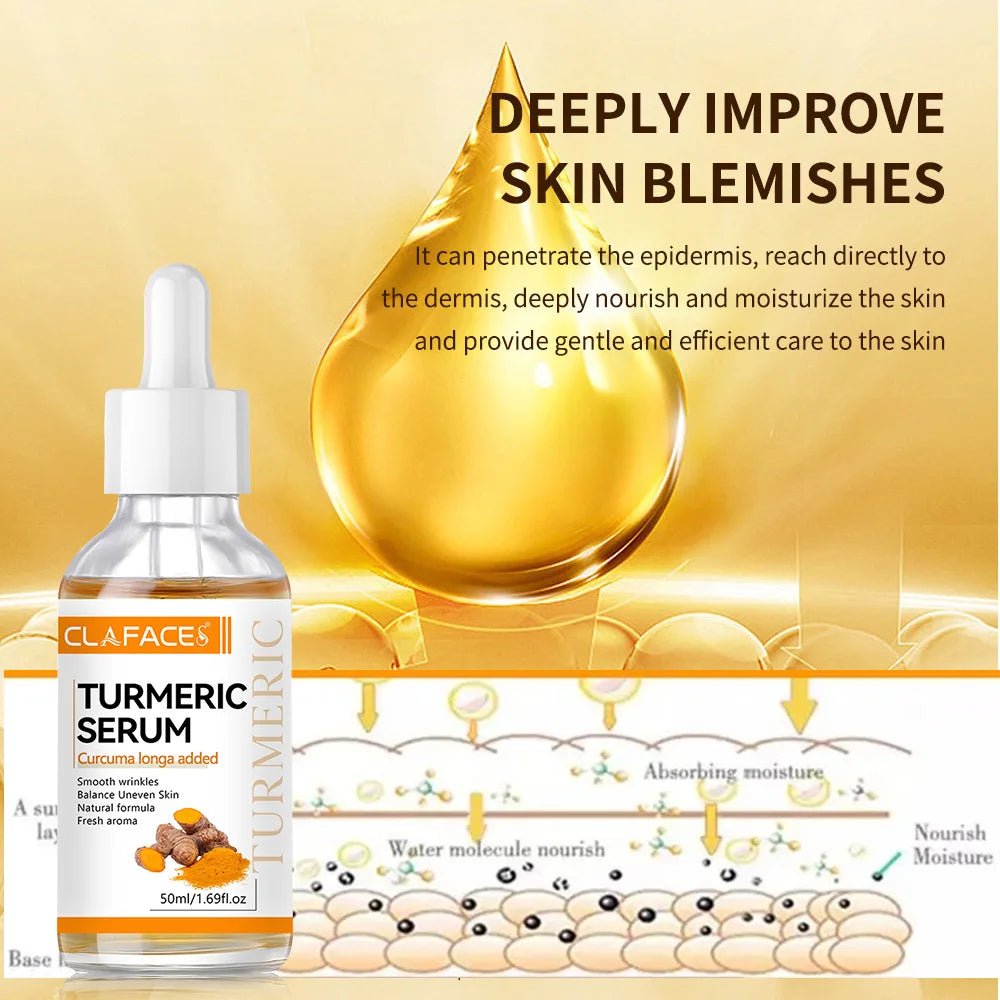 Moisturizing Face Serum Turmeric Essential Oil Lift Brighten Firming Skin Smooth Anti-aging Lighten Spots Face Care Essence Oasis Select
