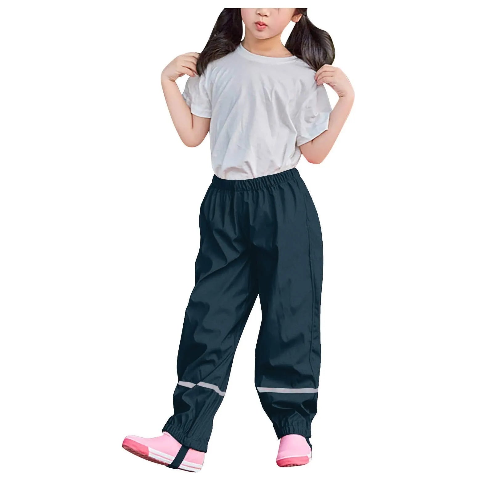 Children's Solid Color Loose Pencil Wind And Waterproof Mud Trousers Breathable Multi-function Casual Trouser For Boys And Girls Oasis Select Navy 98