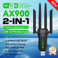WIFI6 AX900 USB WiFi Bluetooth 5.4 Wireless Adapter Dual Band 2.4G+5GHz 4 Antennas 900Mbps Network Card Receiver For WIN 10/11 Oasis Select WiFi6 BT5.4