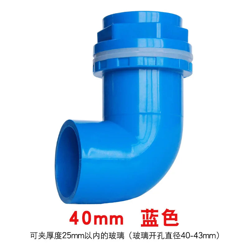 5pcs Elbow Drainage Connector Fish Tank OverflowI.D20~50mm PVC Aquarium Joints Water Inlet Outlet Supply Pipe DIY Drain Fittings Oasis Select Blue 40mm 5pcs