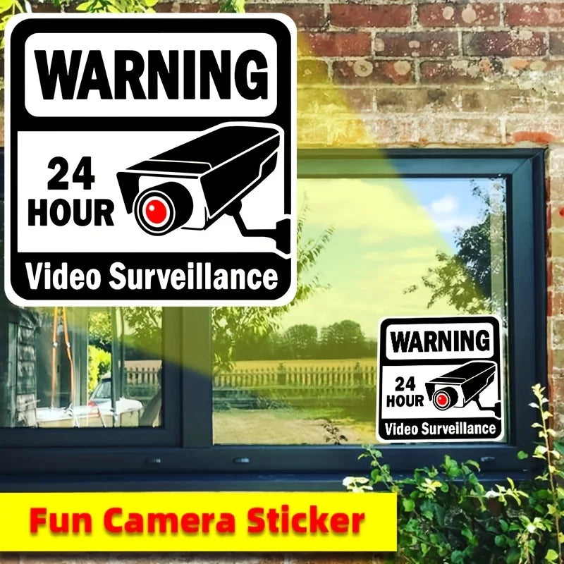 2pcs Enhance Your Security with 24-Hour Monitoring Warning Stickers: Vibrant Slogans to Safeguard Your Home and Business! Oasis Select