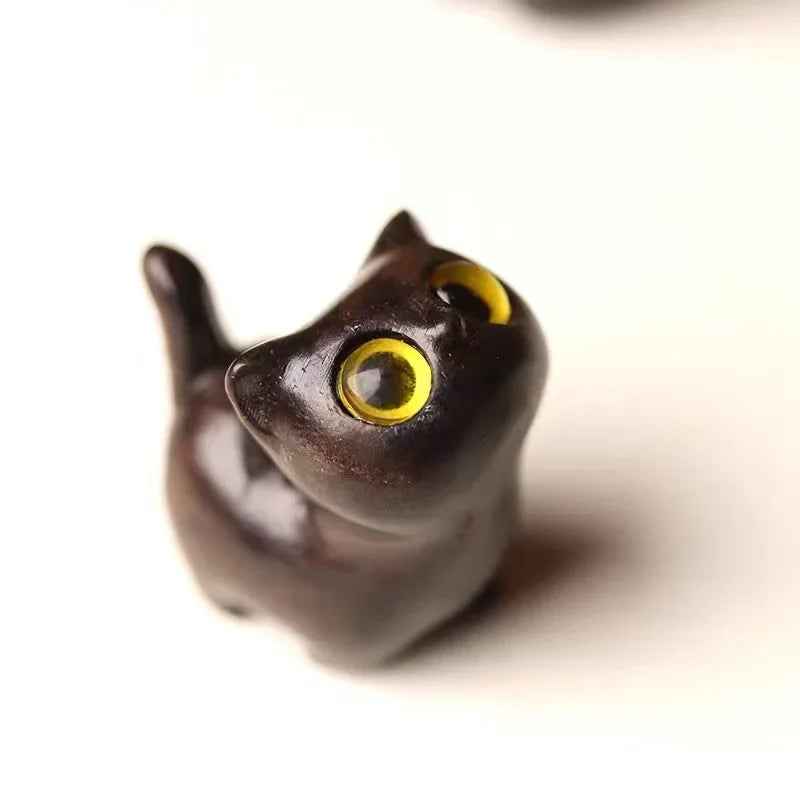 Green Sandalwood Carving Strange Kitten Animal Creative Wooden Cute Cat Play Hand Handle A Small Birthday Gift Craft Oasis Select C 3.0X1.8CM