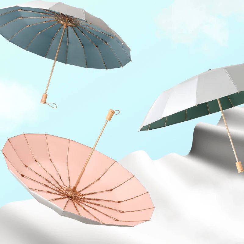 16 Bone titanium silver sun umbrella super sun protection UV umbrella sunshine and rain umbrella Oasis Select