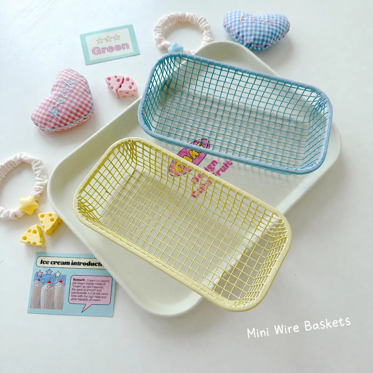 Metal Wire Basket Foldable Desktop Organizer Office Desk Storage Vintage Iron Storage Basket for Living Room Kitchen Home Decor Oasis Select