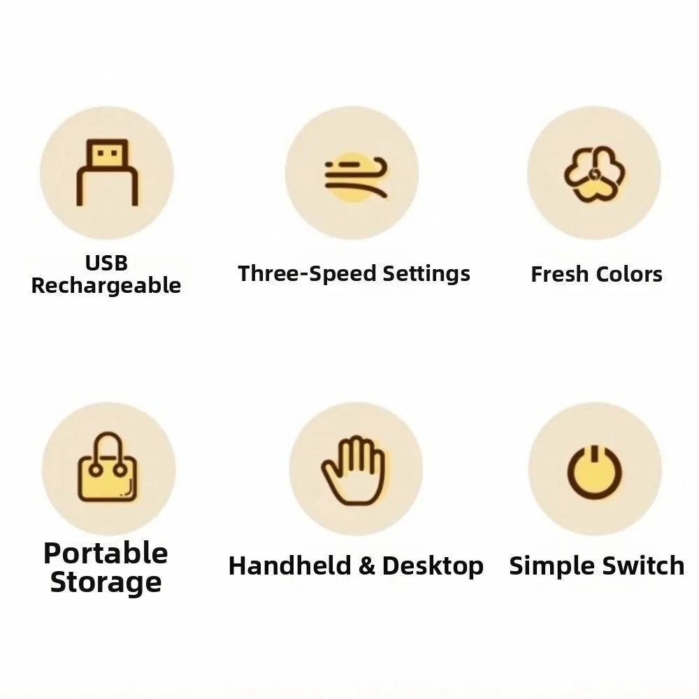 Foldable Portable Electric Fan Quiet Operation with Hanging Rope Handheld Mini Fan Low Noise USB Rechargeable Oasis Select