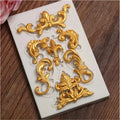 1PC Euporean Pattern Shape Fondant Cake Silicone Mold Biscuits Pastry Mould Candy Chocolate Molds Cake Decoration Baking Tools Oasis Select WHITE
