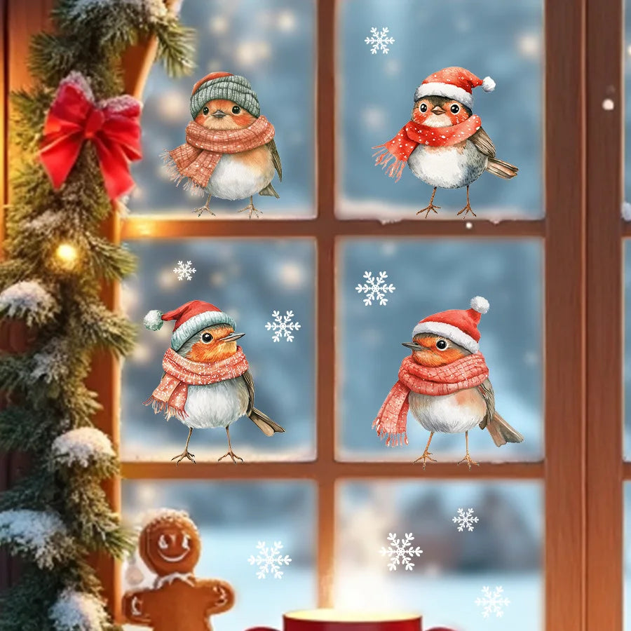 2026 Christmas New Santa Claus Snowman Spanish and German Holiday Greetings Window Display Static Window Stickers Oasis Select