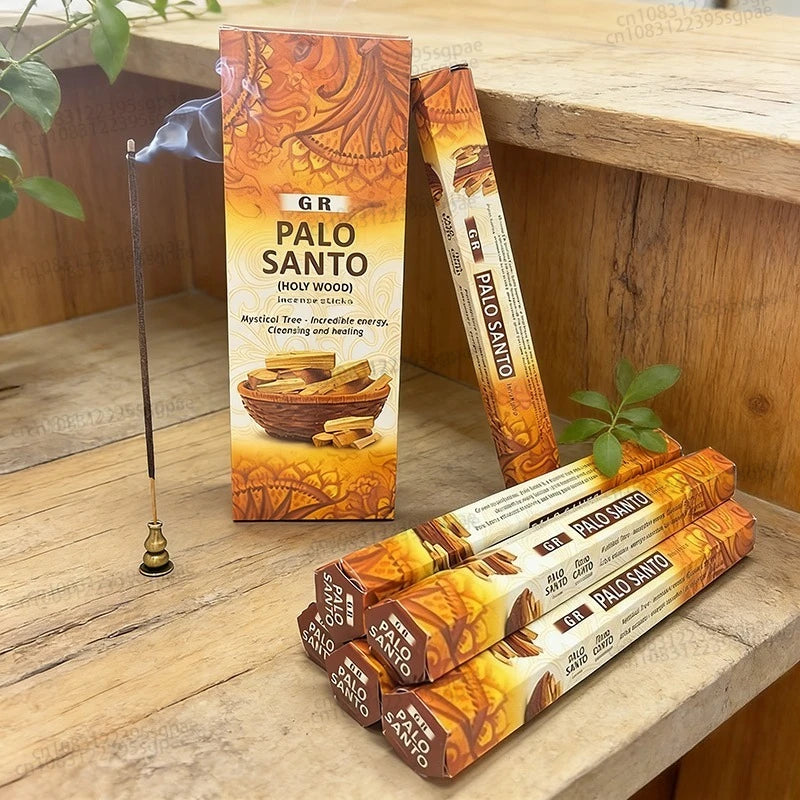 6 Boxes High-end Natural Palo Santo Incense Sticks，23cm Business Sandalo Dragons Blood White Sage Scents for Home Spa Meditation Oasis Select