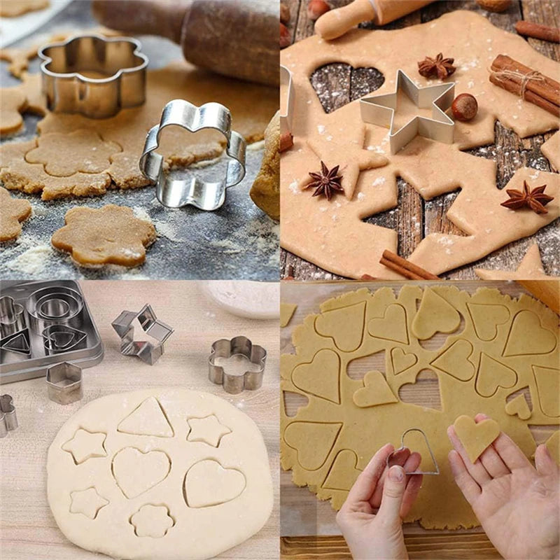 30Pcs/box Stainless Steel Sugar Biscuit Press Stamp Embosser Cookie Cutter DIY Fondant Cake Mold Pastry Decor Baking Accesories Oasis Select