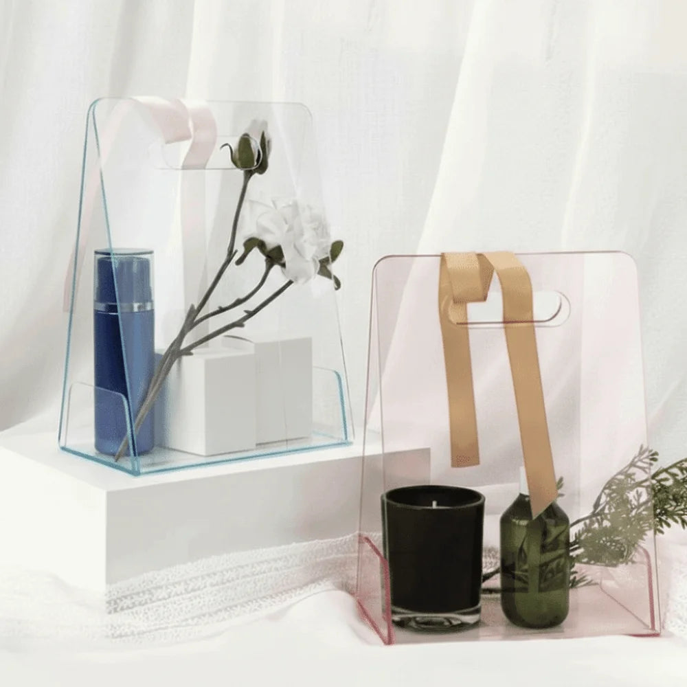 Clear Acrylic Flower Box with Handles – Wedding & Bridesmaid Tote