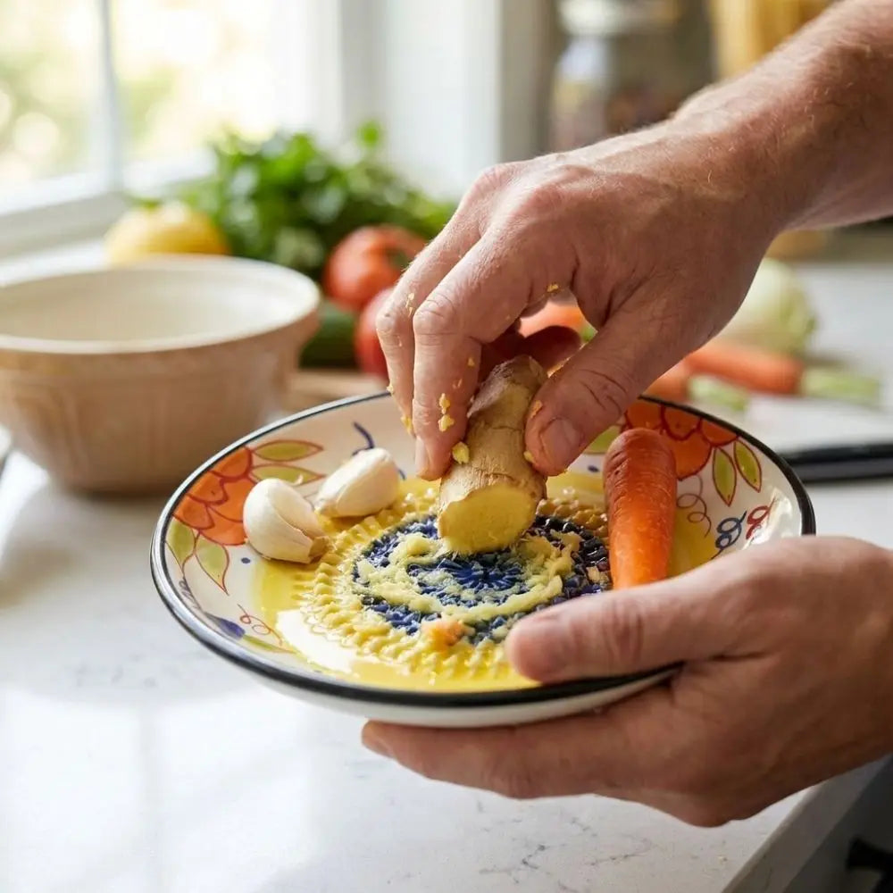 Ceramic Garlic Grater Grinding Bowl – 12cm Non-Slip Plate