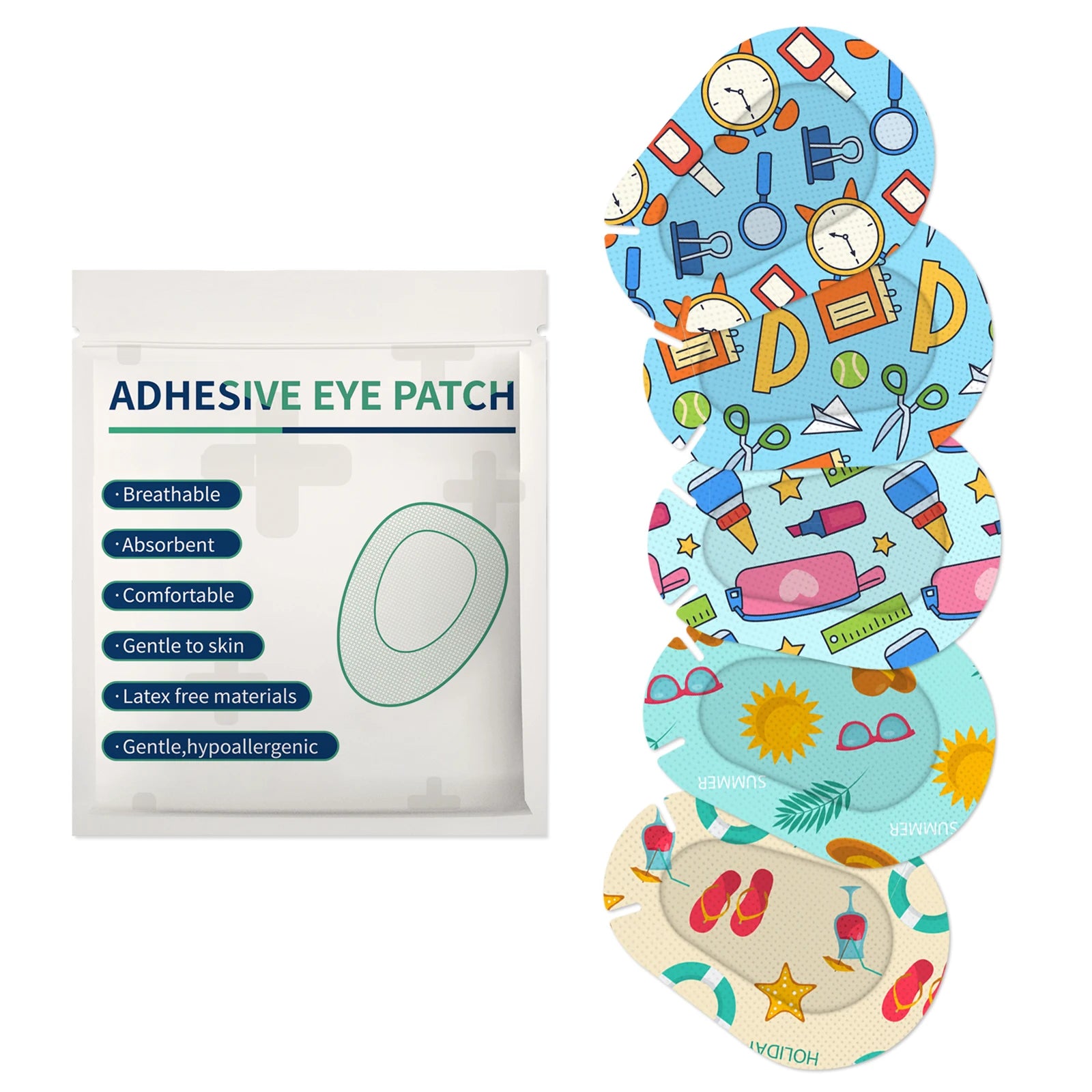 30-Pack Kids Cartoon Adhesive Eye Patches – Breathable & Sterile Kids Eye Patches Oasis Select 02 30PCs
