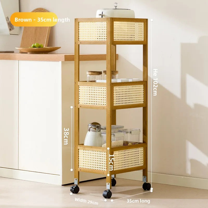 Dining cart trolley mobile hotel commercial restaurant withdrawal bowl delivery dining cart three-story Oasis Select Brown-Small