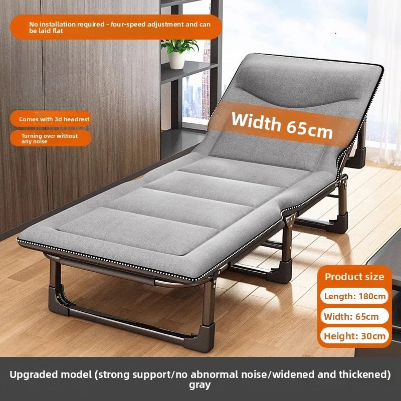 Single folding bed office lunch break artifact sleeping back chair can be placed flat hospital escort bed outdoor camp bed Oasis Select Grey-65cm