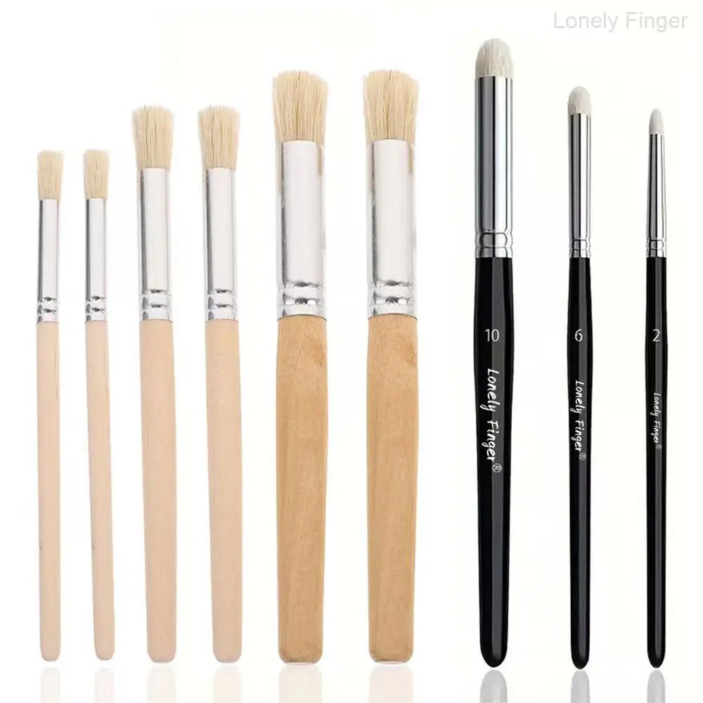 Dry Brush Miniature Painting Drybrush Set - Professional Miniature Paint Brushes for Miniatures, Model & Fantasy Figurines Paint Oasis Select 6Hog3BlackWool2610