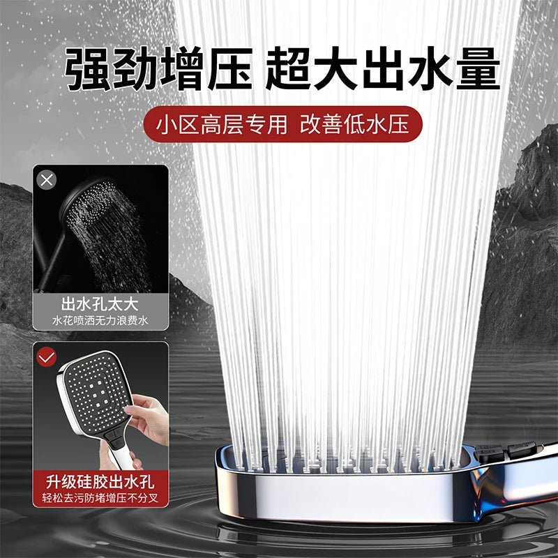 12cm Large Panel Shower Head with Filter Bathroom High Pressure Water Saving Rainfall Showerhead Square Multifunctional Nozzle Oasis Select