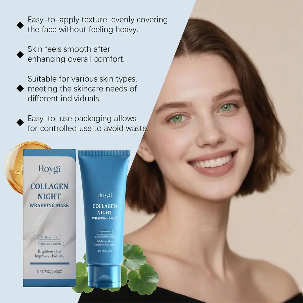 Collagen Night Wrapping Mask for Glass Skin Deep Hydration Boost,Reduce Dullness, Easy Peel-Off Collagen Face Mask Skin Care Oasis Select